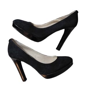 Michael Kors Heels York Black Suede Stiletto Platform Pumps Size 9.5